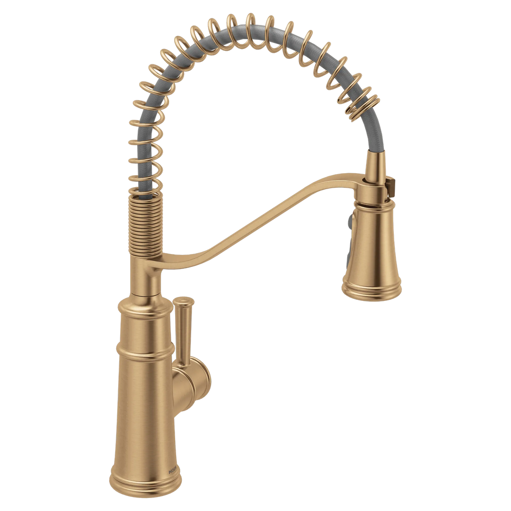 MOEN 5927BZG Belfield One-Handle Pre-Rinse Spring Pulldown Kitchen Faucet - Bronzed Gold