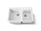 KOHLER K-5931-4U-0 Executive Chef 33" Undermount Double-Bowl Kitchen Sink - White
