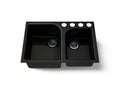 KOHLER K-5931-4U-7 Executive Chef 33" Undermount Double-Bowl Kitchen Sink - Black Black