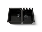 KOHLER K-5931-4U-7 Executive Chef 33" Undermount Double-Bowl Kitchen Sink - Black Black