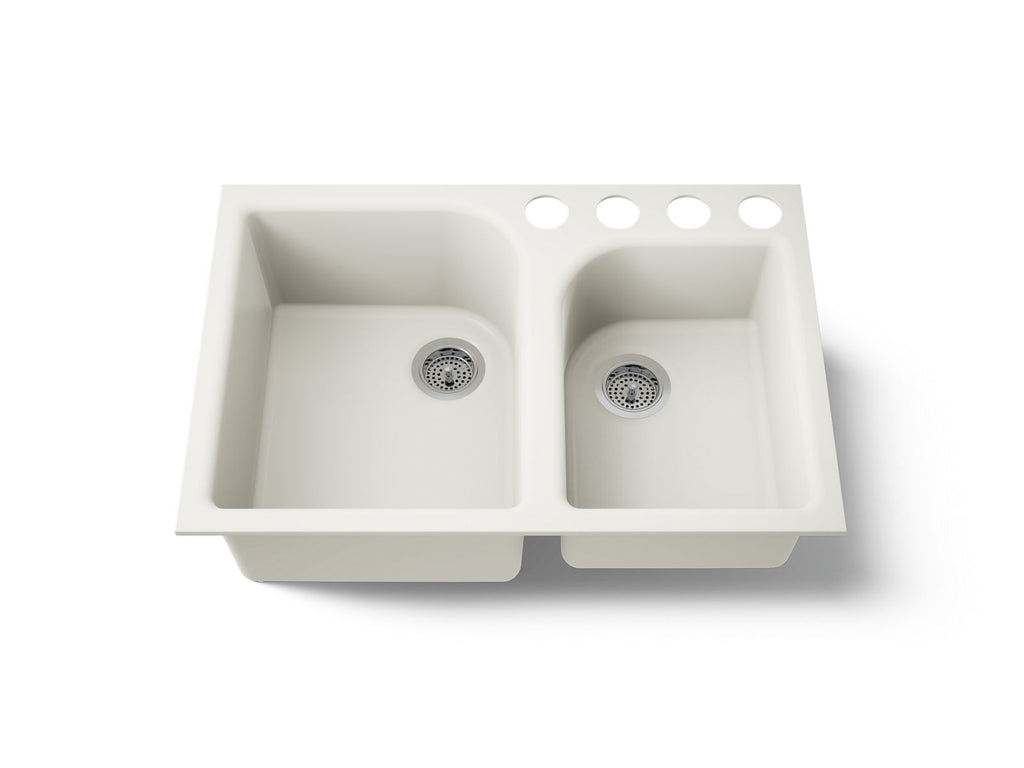 KOHLER K-5931-4U-96 Executive Chef 33" Undermount Double-Bowl Kitchen Sink - Biscuit