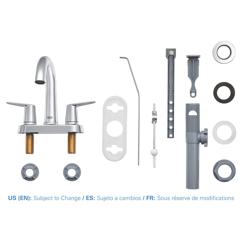 GROHE 20582000 Veletto 2-handle 4" Centerset Bathroom Faucet, 1.2 GPM - Chrome