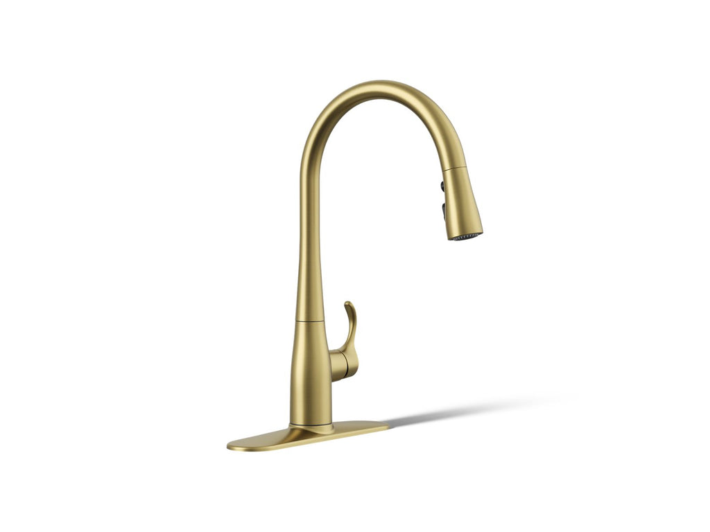 KOHLER K-596-2MB Simplice Pull-Down Kitchen Sink Faucet With Three-Function Sprayhead - Vibrant Brushed Moderne Brass