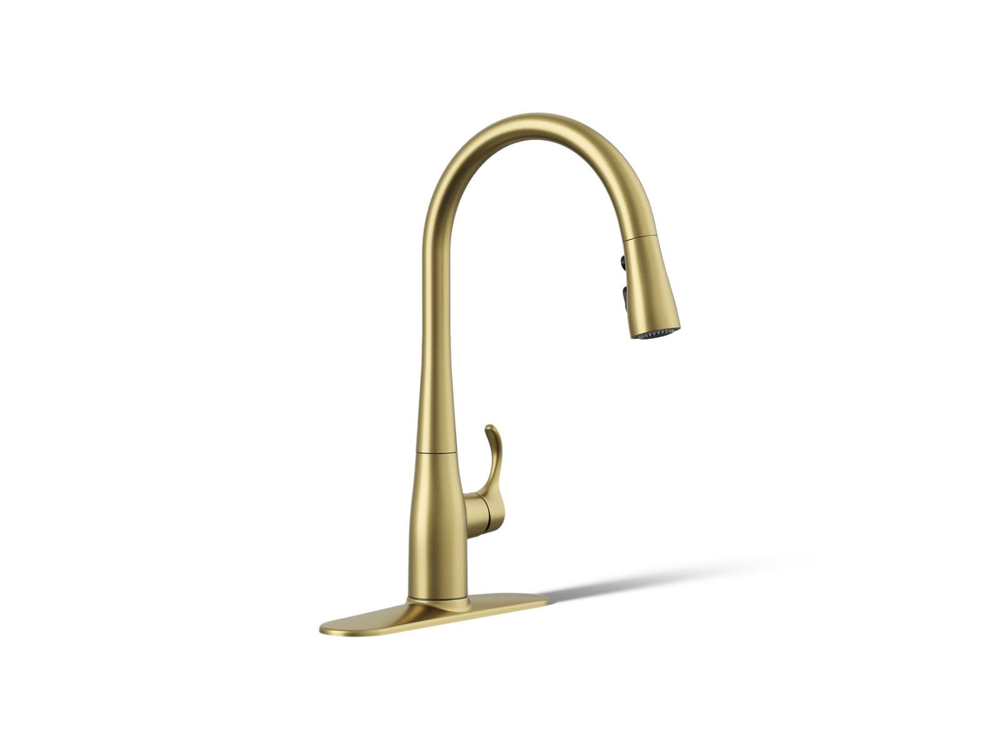 KOHLER K-596-2MB Simplice Pull-down kitchen sink faucet with three-function sprayhead - Vibrant Brushed Moderne Brass