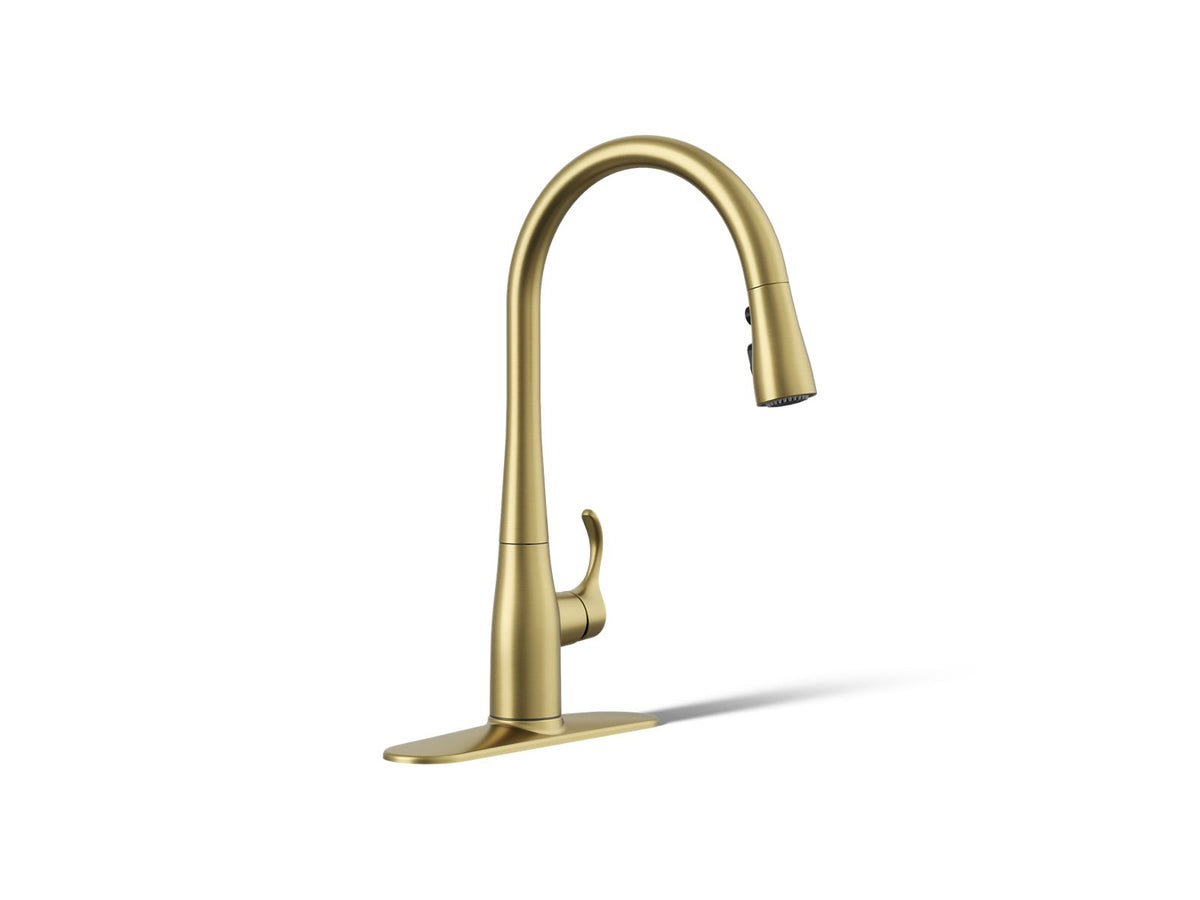 KOHLER K-596-2MB Simplice Pull-Down Kitchen Sink Faucet With Three-Function Sprayhead - Vibrant Brushed Moderne Brass