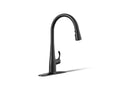 KOHLER K-596-BL Simplice Pull-Down Kitchen Sink Faucet With Three-Function Sprayhead - Matte Black