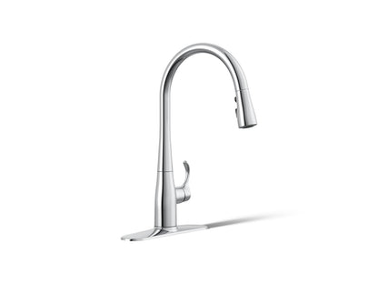 KOHLER K-596-CP Simplice Pull-down kitchen sink faucet with three-function sprayhead - Polished Chrome