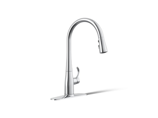 KOHLER K-596-CP Simplice Pull-down kitchen sink faucet with three-function sprayhead - Polished Chrome
