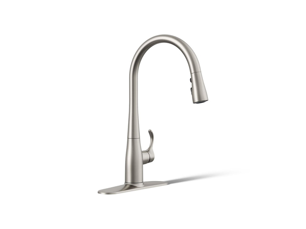 KOHLER K-596-VS Simplice Pull-Down Kitchen Sink Faucet With Three-Function Sprayhead - Vibrant Stainless