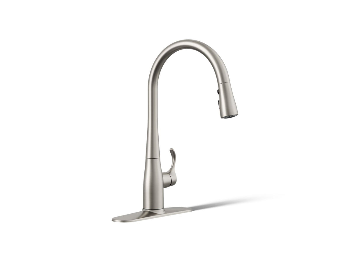 KOHLER K-596-VS Simplice Pull-Down Kitchen Sink Faucet With Three-Function Sprayhead - Vibrant Stainless