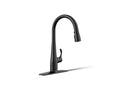 KOHLER K-597-BL Simplice Compact Pull-Down Kitchen Sink Faucet With Three-Function Sprayhead - Matte Black