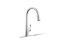 KOHLER K-597-CP Simplice Compact Pull-Down Kitchen Sink Faucet With Three-Function Sprayhead - Polished Chrome