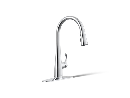 KOHLER K-597-CP Simplice Compact pull-down kitchen sink faucet with three-function sprayhead - Polished Chrome