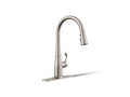 KOHLER K-597-VS Simplice Compact Pull-Down Kitchen Sink Faucet With Three-Function Sprayhead - Vibrant Stainless