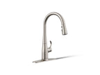 KOHLER K-597-VS Simplice Compact Pull-Down Kitchen Sink Faucet With Three-Function Sprayhead - Vibrant Stainless