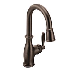 MOEN 5985ORB Brantford Chrome One-Handle High Arc Pulldown Bar Faucet - Oil Rubbed Bronze