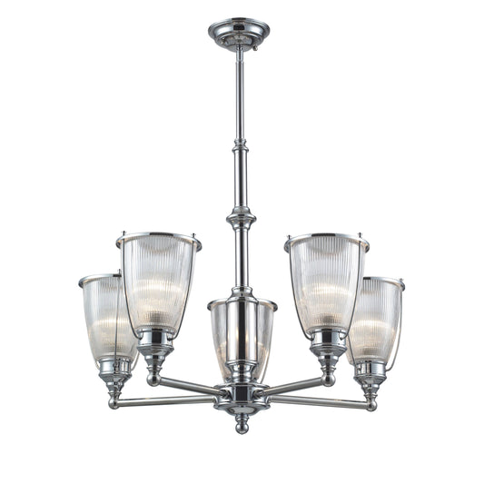 ELK SHOWROOM 60007-5 Halophane 5-Light Chandelier in Polished Chrome