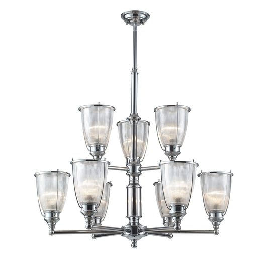 ELK SHOWROOM 60008-6+3 Halophane 9-Light Chandelier in Polished Chrome