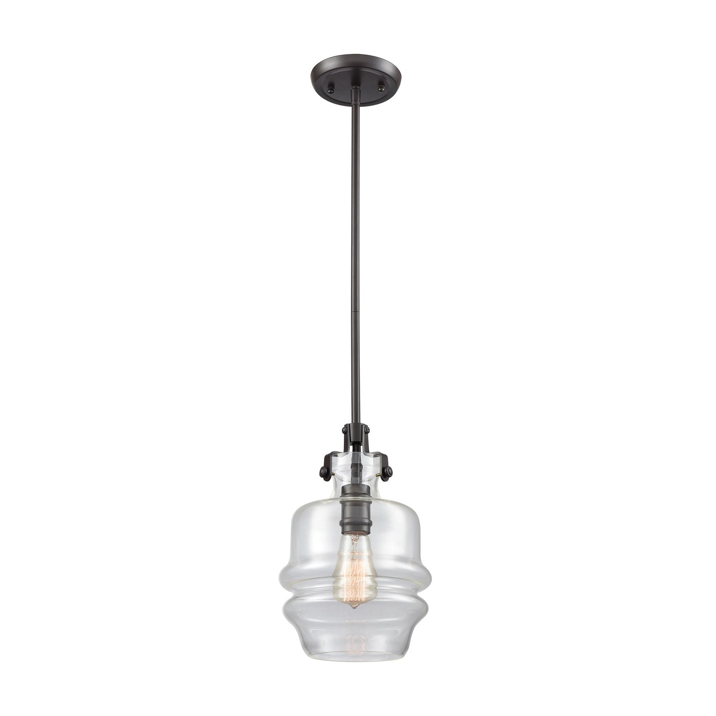 ELK SHOWROOM 60100/1 Zumbia 1-Light Mini Pendant in Oil Rubbed Bronze with Clear Glass