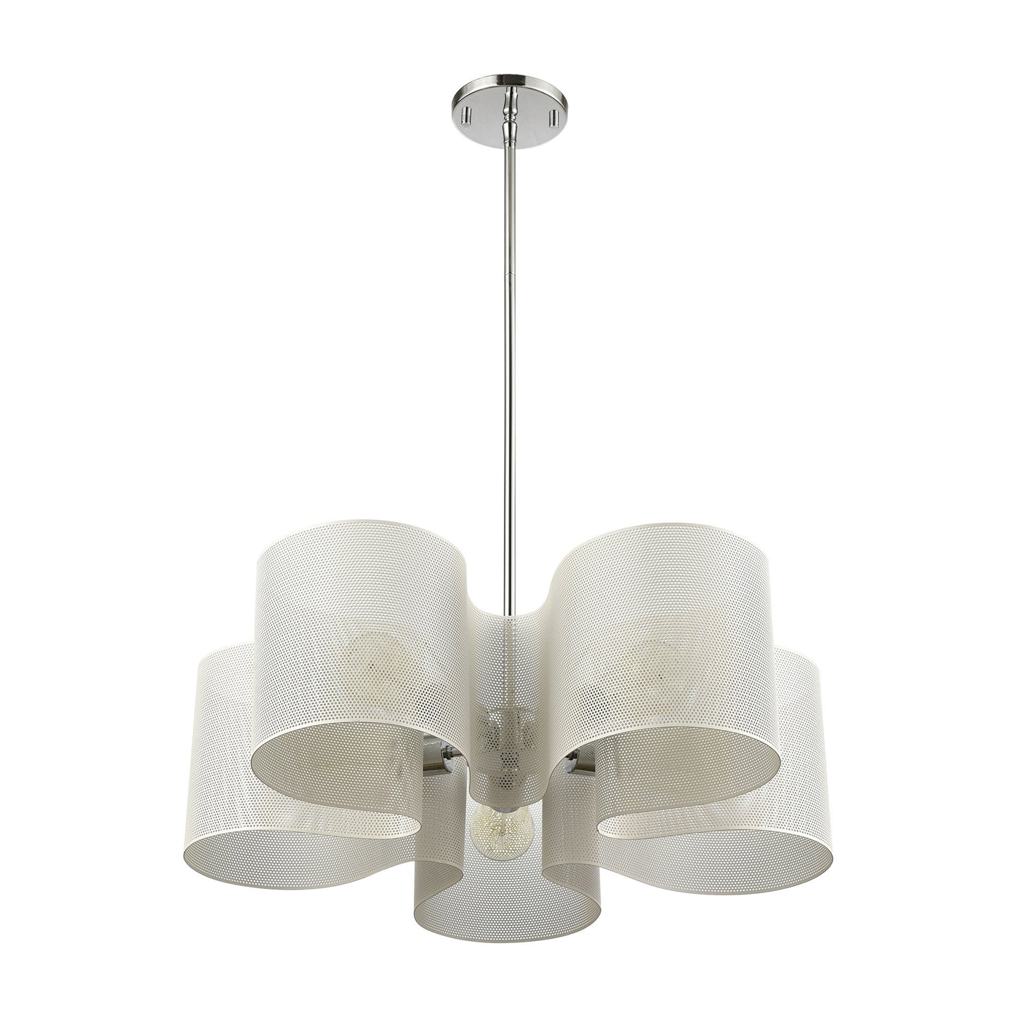 ELK SHOWROOM 60154/5 Santa Barbara 24'' Wide 5-Light Chandelier - Polished Chrome with Matte White