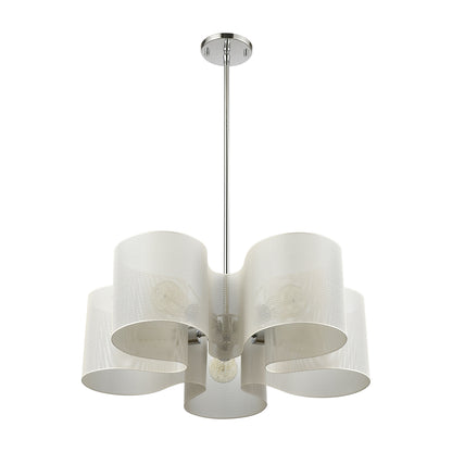 ELK SHOWROOM 60154/5 Santa Barbara 24'' Wide 5-Light Chandelier - Polished Chrome with Matte White