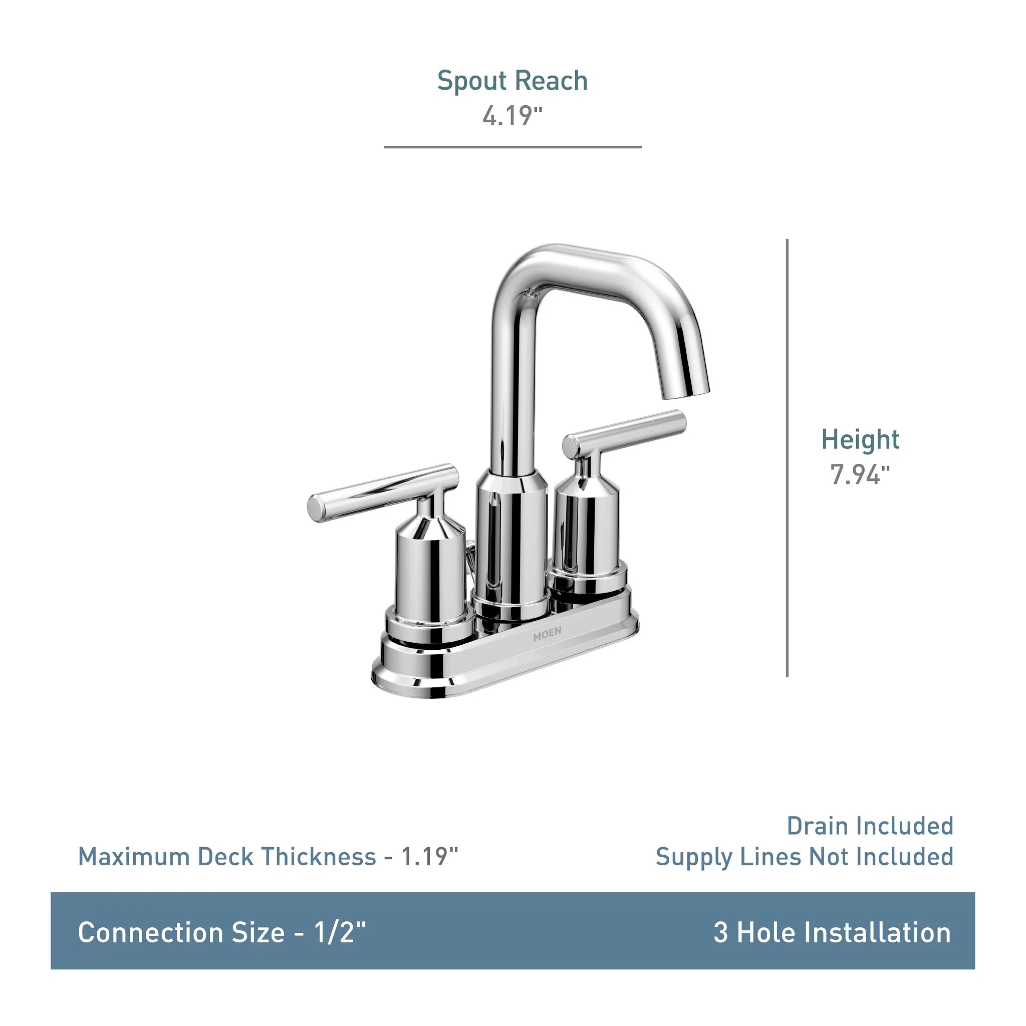MOEN 6150BN Gibson Two-Handle Centerset Bathroom Sink Faucet - Brushed Nickel