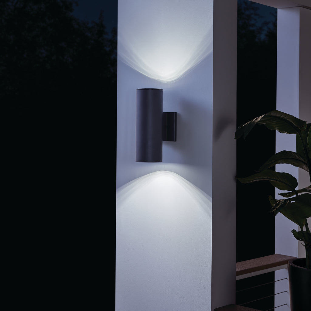 KICHLER 11251BKT30 Cylinder 3000K Led 12" Wall Light Textured Black