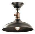 KICHLER 42580OZ Cobson 7.5" 1 Light Convertible Pendant Or Semi Flush Olde Bronze With Natural Brass Accents