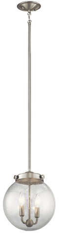 KICHLER 42588NI Holbrook 12" 2 Light Mini Pendant with Clear Seeded Glass in Brushed Nickel