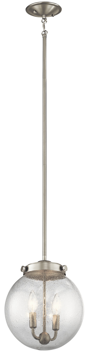 KICHLER 42588NI Holbrook 12" 2 Light Mini Pendant with Clear Seeded Glass in Brushed Nickel
