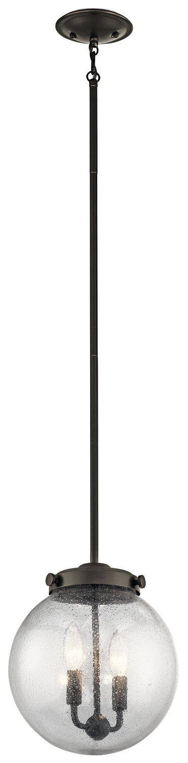 KICHLER 42588OZ Holbrook 12" 2 Light Mini Pendant with Clear Seeded Glass in Olde Bronze