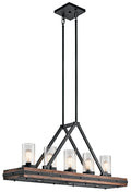 KICHLER 43491AUB Colerne 46.5" 8 Light Linear Chandelier Clear Seeded Glass Auburn Stained