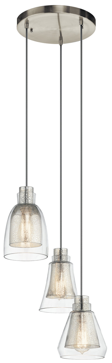 KICHLER 43627Ni Evie Three Light Pendant Brushed Nickel