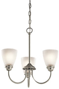 KICHLER 43637NI Jolie 18" 3 Light Mini Chandelier With Satin Etched Glass In Brushed Nickel
