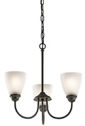 KICHLER 43637OZ Jolie 18" 3 Light Mini Chandelier With Satin Etched Glass In Olde Bronze