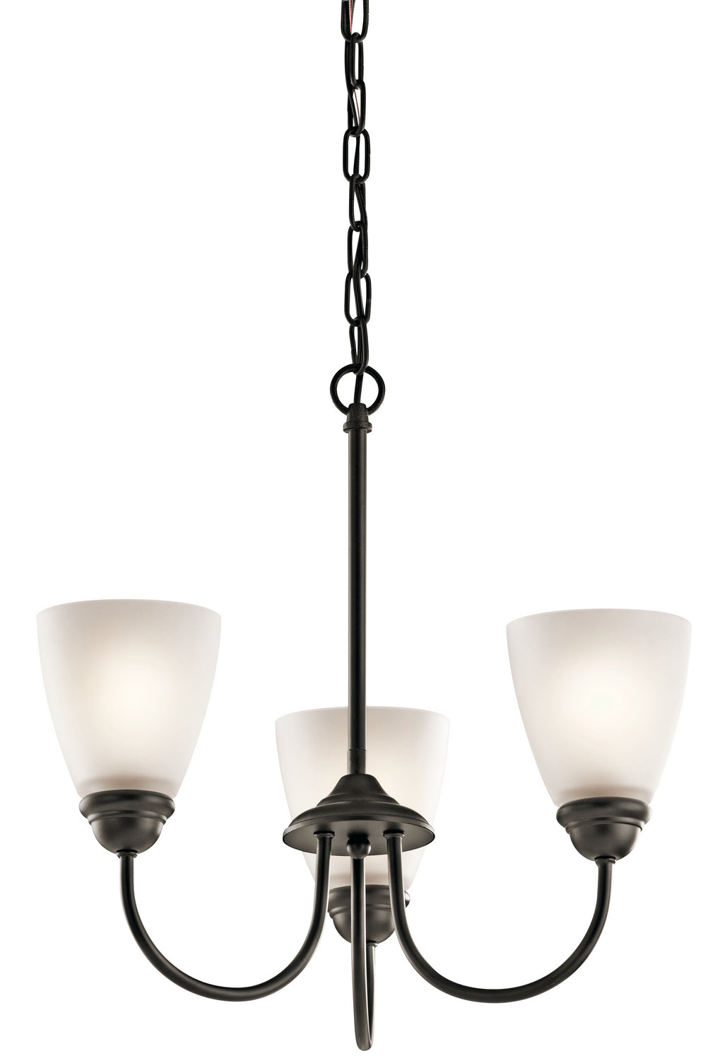 KICHLER 43637OZ Jolie 18" 3 Light Mini Chandelier With Satin Etched Glass In Olde Bronze