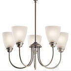 KICHLER 43638NI Jolie 18.5" 5 Light Chandelier With Satin Etched Glass In Brushed Nickel