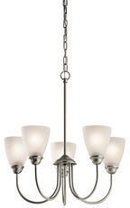 KICHLER 43638NI Jolie 18.5" 5 Light Chandelier With Satin Etched Glass In Brushed Nickel