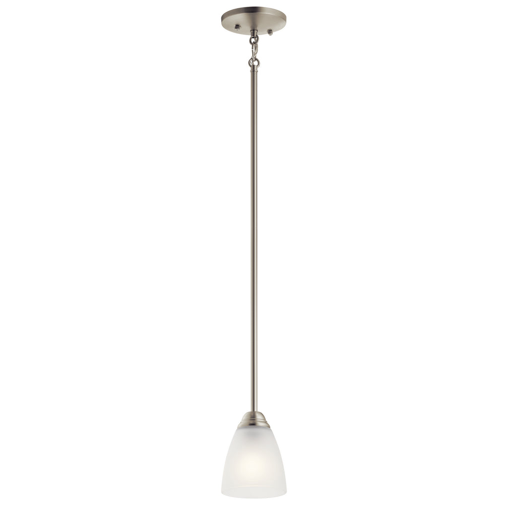 KICHLER 43640NI Jolie 12.5" 1 Light Mini Pendant With Satin Etched Glass In Brushed Nickel