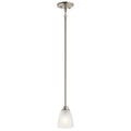 KICHLER 43640NI Jolie 12.5" 1 Light Mini Pendant With Satin Etched Glass In Brushed Nickel