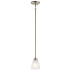 KICHLER 43640NI Jolie 12.5" 1 Light Mini Pendant With Satin Etched Glass In Brushed Nickel