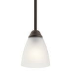 KICHLER 43640OZ Jolie 18" 1 Light Mini Pendant With Satin Etched Glass In Olde Bronze