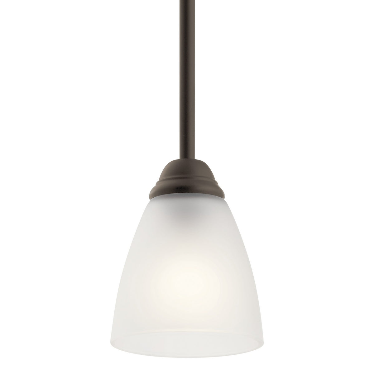 KICHLER 43640OZ Jolie 18" 1 Light Mini Pendant With Satin Etched Glass In Olde Bronze