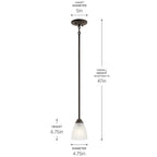 KICHLER 43640OZ Jolie 18" 1 Light Mini Pendant With Satin Etched Glass In Olde Bronze