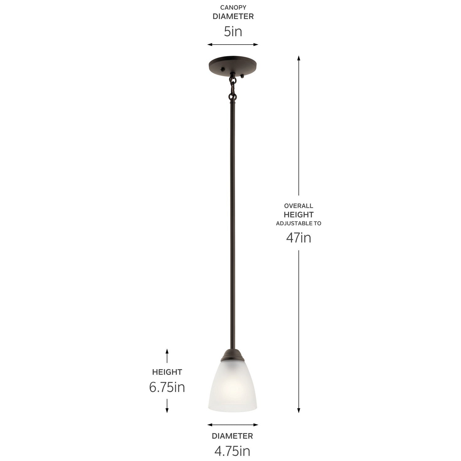 KICHLER 43640OZ Jolie 18" 1 Light Mini Pendant With Satin Etched Glass In Olde Bronze