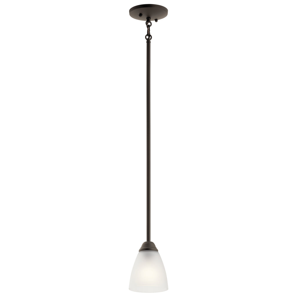 KICHLER 43640OZ Jolie 18" 1 Light Mini Pendant With Satin Etched Glass In Olde Bronze