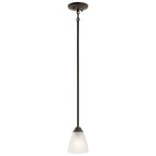 KICHLER 43640OZ Jolie 18" 1 Light Mini Pendant With Satin Etched Glass In Olde Bronze