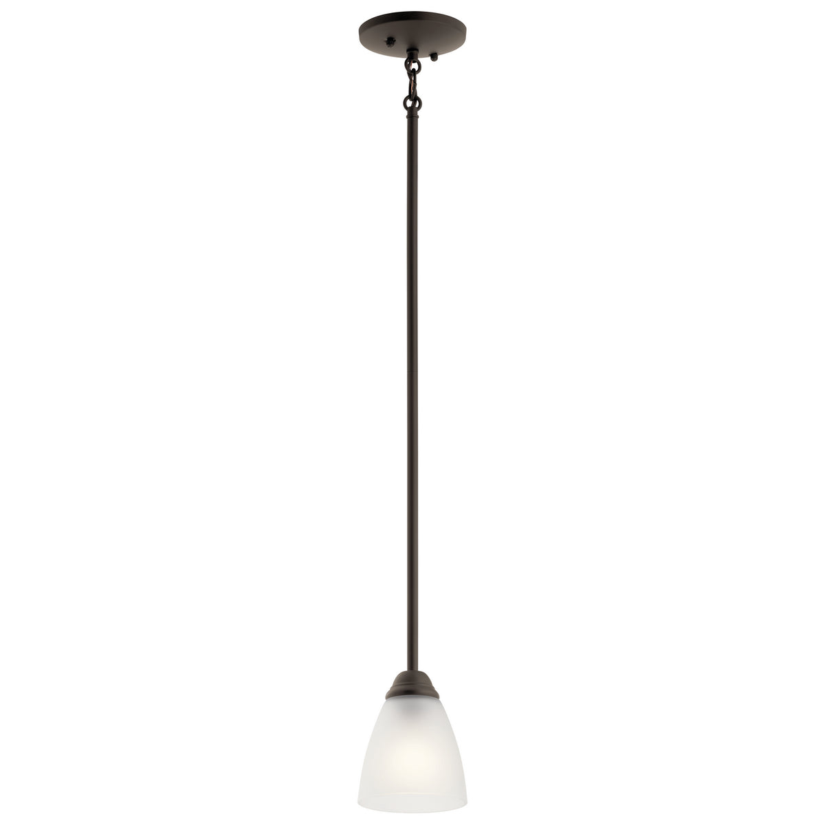 KICHLER 43640OZ Jolie 18" 1 Light Mini Pendant With Satin Etched Glass In Olde Bronze