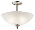 KICHLER 43641NI Jolie 15" 2 Light Convertible Inverted Pendant And Semi Flush With Satin Etched Glass In Brushed Nickel
