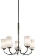 KICHLER 43665NI Aubrey 23" 5 Light Chandelier with Satin Etched Cased Opal in Brushed Nickel